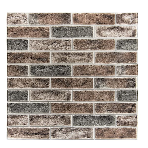 Art3dwallpanels Brown 27.5 in. x 27.5 in. Faux Brick 3D Wall