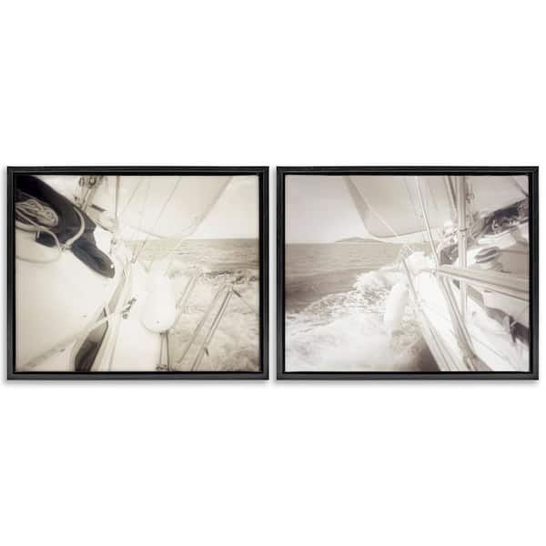 Sailing Clear Summer Day by Graffi*tee Studios 2 Pieces Black Floater Frame Coastal Graphic Art Print 25 in. x 31 in.