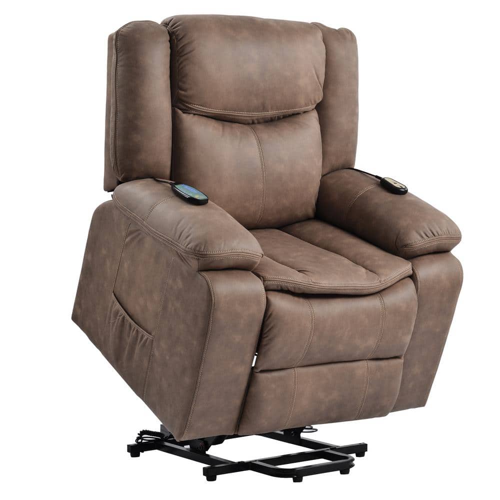 aisword Brown Power Lift Chair for Elderly with Adjustable Massage