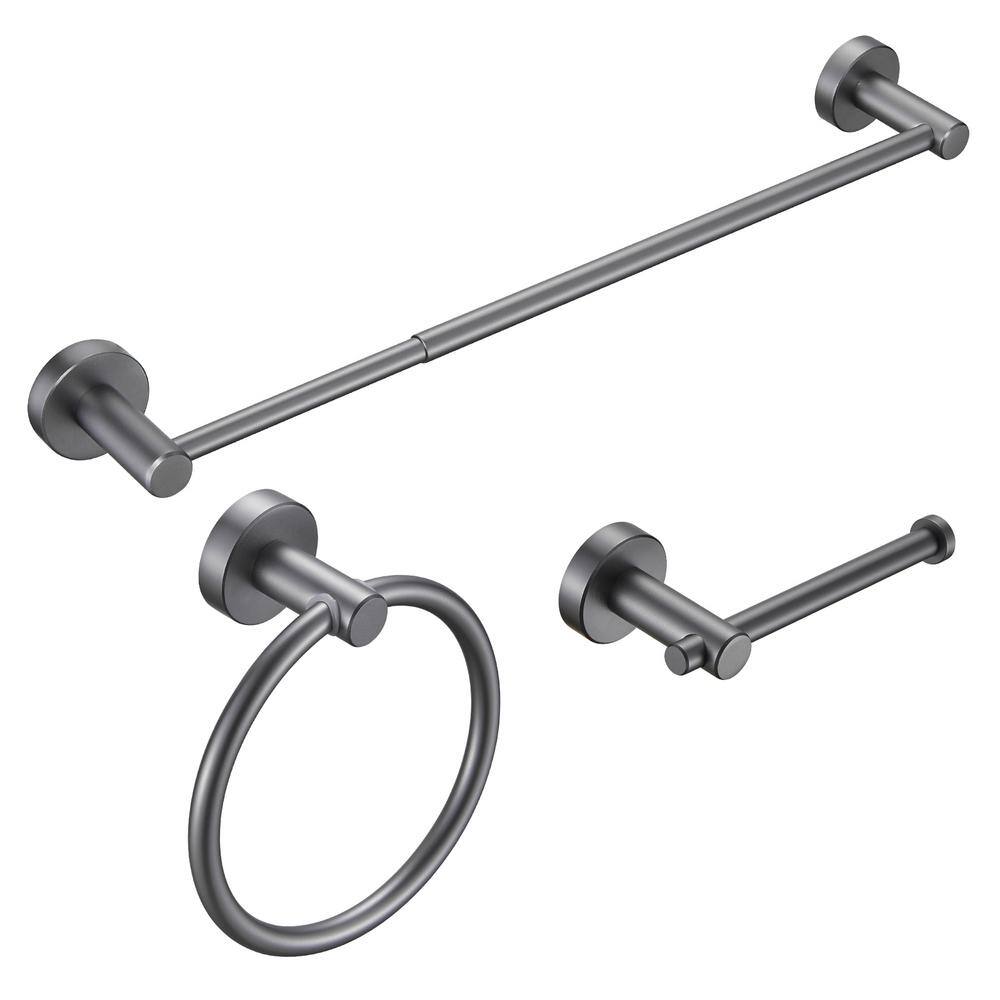 Tileon 3 Pieces Gray Aluminium Bathroom Hardware Set included Hand Towel Bar, Toilet Paper