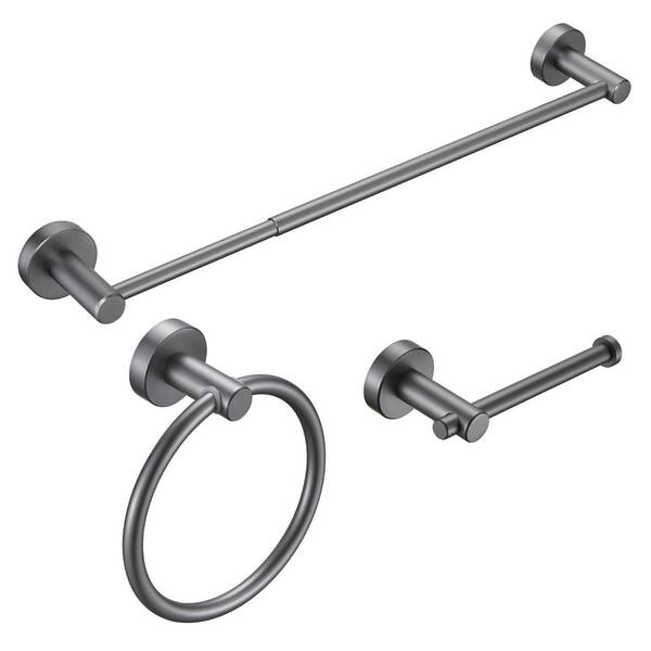 Tileon 3 Pieces Gray Aluminium Bathroom Hardware Set included Hand