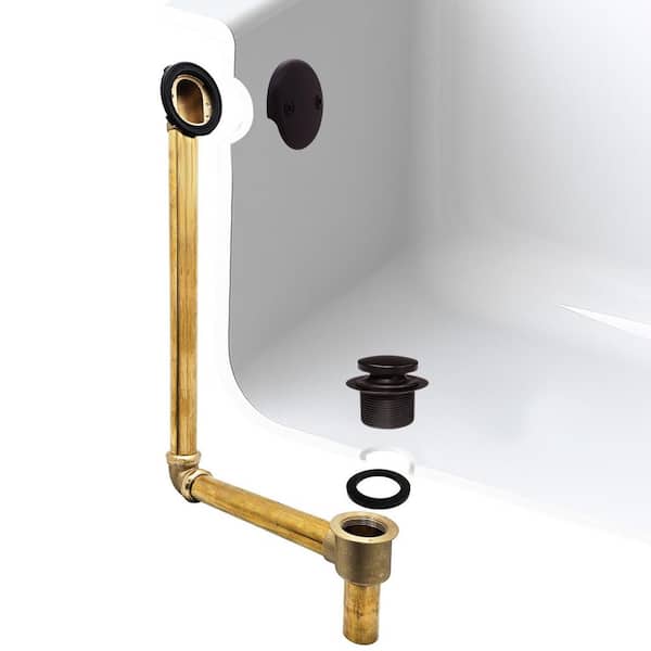22 in. Direct Connect 17-Gauge Brass Waste and Overflow with Tip-Toe Drain Trim Oil Rubbed Bronze
