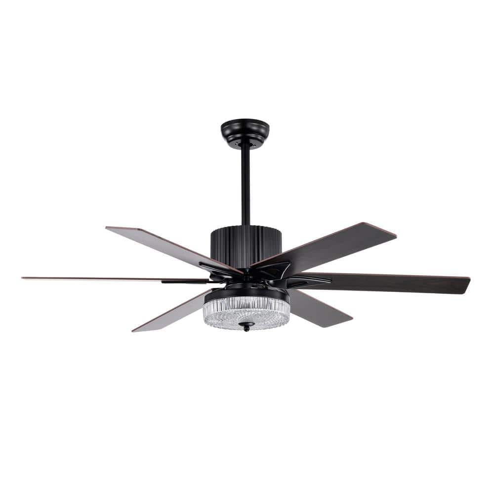 52 in. LED Light Indoor/Outdoor Reversible Motor Black Smart Ceiling Fan wi