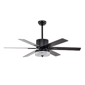 52 in. LED Light Indoor/Outdoor Reversible Motor Black Smart Ceiling Fan with Remote Control