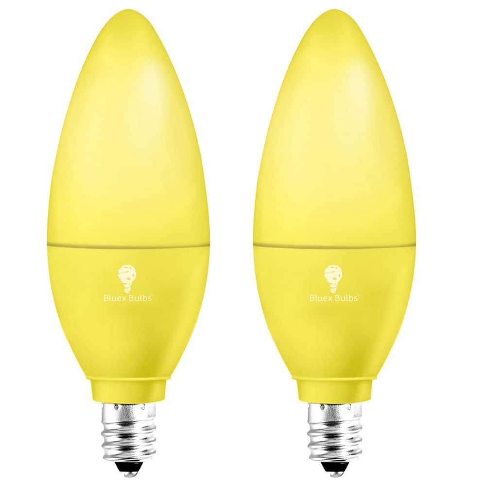 BLUEX BULBS 40-Watt Equivalent B11 Decorative LED Light Bulb in Yellow  (2-Pack) COLOR-YELLW-E12 - The Home Depot, image size:1000x1000