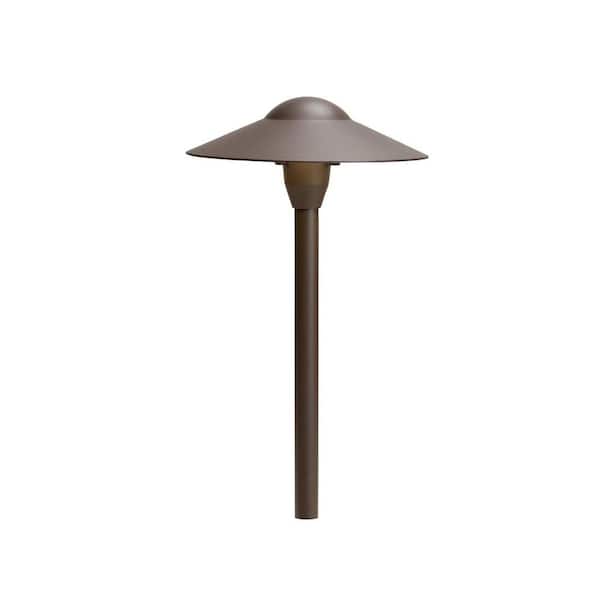 KICHLER Low Voltage 8 in. Textured Architectural Bronze Hardwired Weather Resistant Dome Stem Path Light with No Bulbs Included