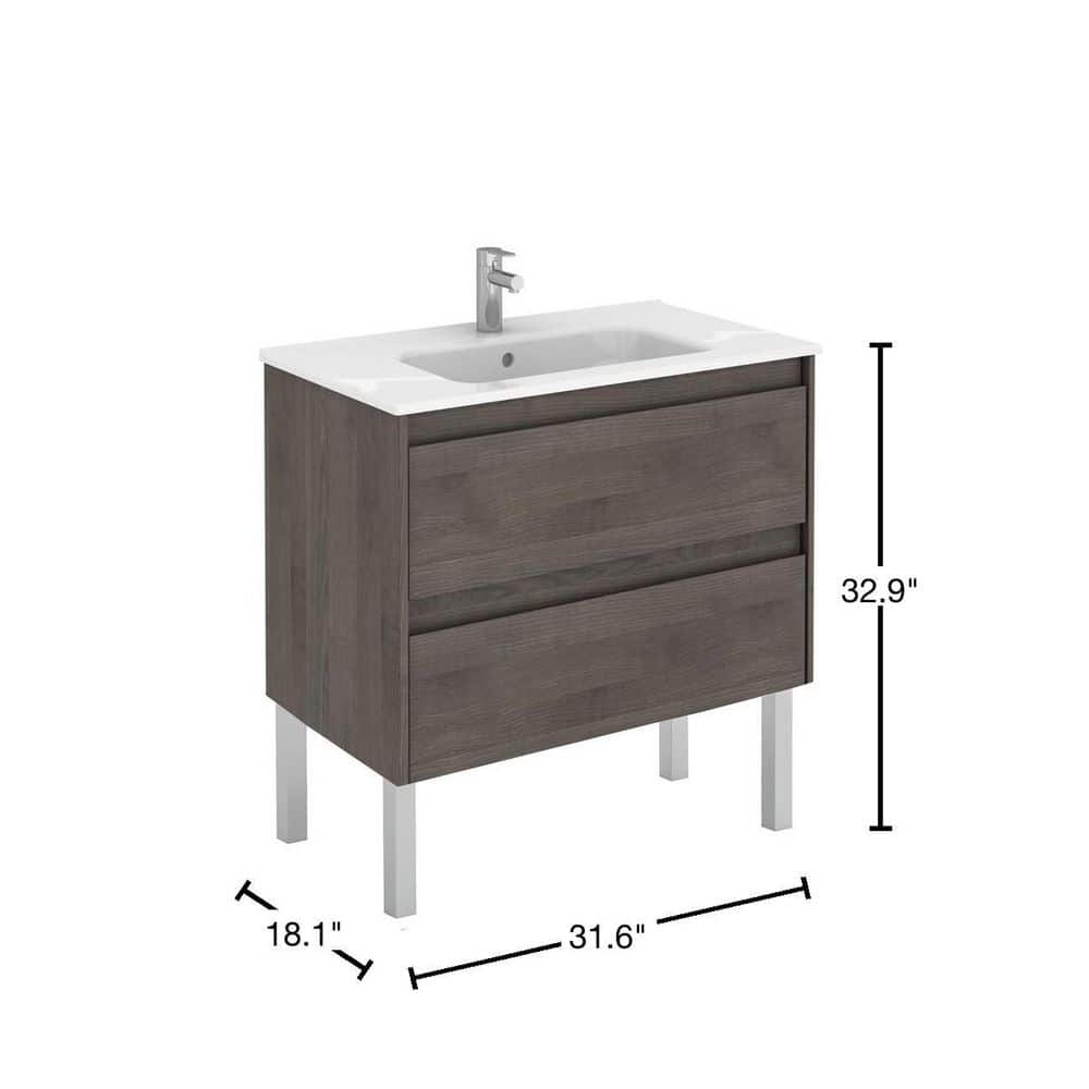 Ambra 32" Samara Ash Free Standing Single Basin Vanity Set