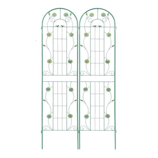 Zeus & Ruta 86.7 in. x 19.7 in. Metal Garden Trellis Rustproof Trellis for Climbing Plants Outdoor Flower Support Green (4-Pack)