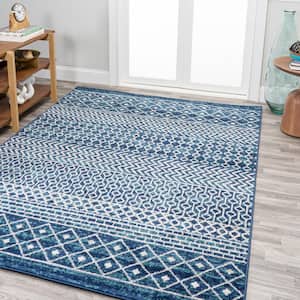 Arta Navy/Cream 8 ft. x 10 ft. Moroccan Vintage Geometric Area Rug