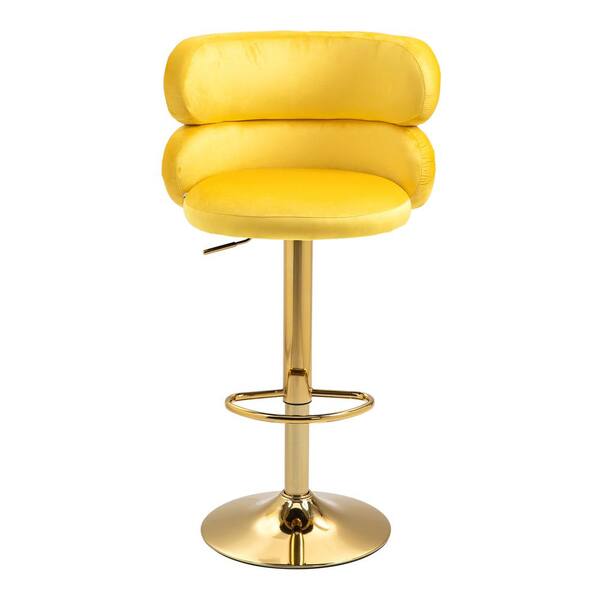 HOMEFUN 43 in. Mustard Yellow Swivel High Back Metal Frame Adjustable