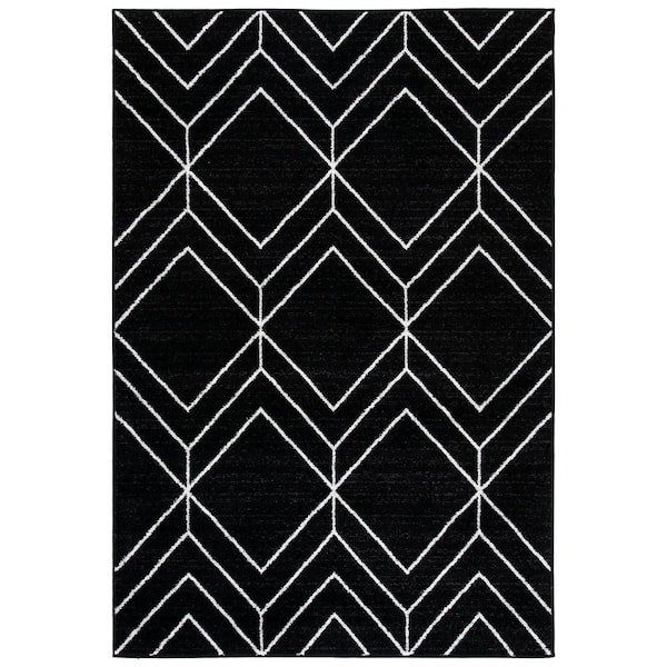 SAFAVIEH Adirondack Black/Ivory 4 ft. x 6 ft. Diamond Area Rug