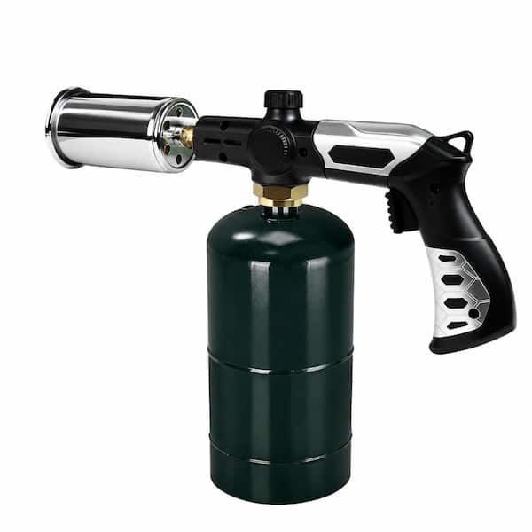 13.54 in. ABS, Iron, Copper and Zinc Silver and Black Blow Torch with Adjustable Flame Control for BBQ and Cooking