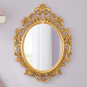 Medium Vintage Oval Framed Gold Mirror (23 in. W x 31 in. H)