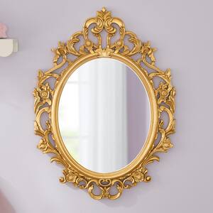 Medium Vintage Oval Framed Gold Mirror (22 in. W x 30 in. H)