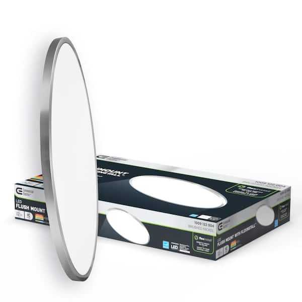 Flexinstall LED 32 in. Brushed Nickel Oval Panel Recessed Ceiling Light for Home with 5CCT + DuoBright Dimming