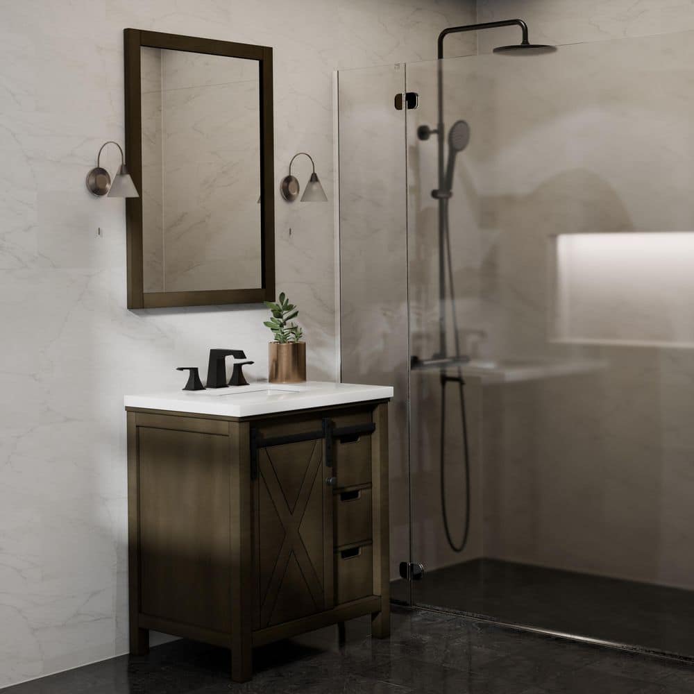 Marsyas 30 in. Bath Single Vanity Cabinet Only with 28 in. Mirror in Rustic Brown price history on PriceWatchPro