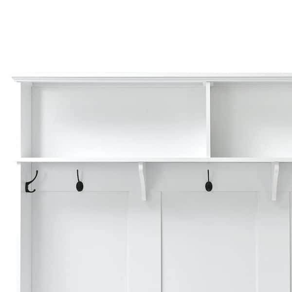 willekeurig Ongepast pond URTR Modern Style White Hall Tree with Storage Cabinet and 2-Large Drawers  Widen Mudroom Bench with 5-Coat Hooks WYX-675W - The Home Depot