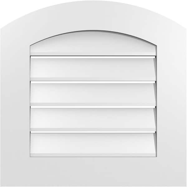 Ekena Millwork 20 in. x 42 in. Arch Top Surface Mount PVC Gable Vent: Decorative with Standard Frame