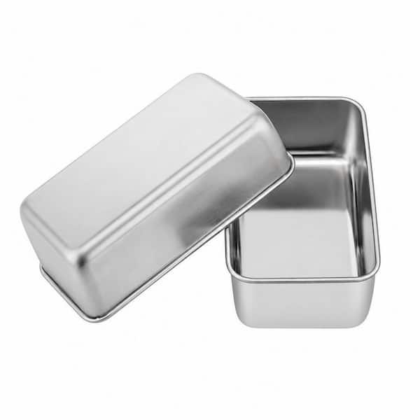 2-Piece 9.2 x 5 in. Stainless Steel Loaf Pan Set, Loaf Toast Bread Pan, Healthy and Non Toxic, Oven Safe and Easy Clean