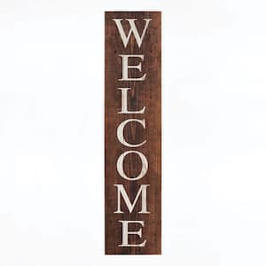 Welcome individual brown wood decorative sign
