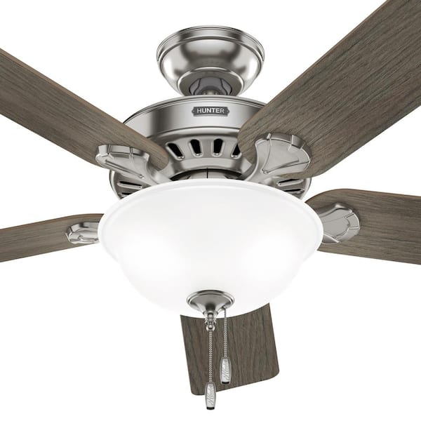 Hunter Highbury 52 In Indoor Brushed Nickel Ceiling Fan With Light Kit Shelly Lighting