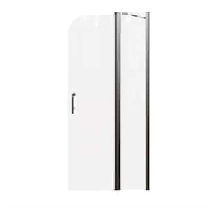 34 in. W x 72 in. H Semi Frameless Pivot Shower Door in Matte Black with Clear Tempered Glass