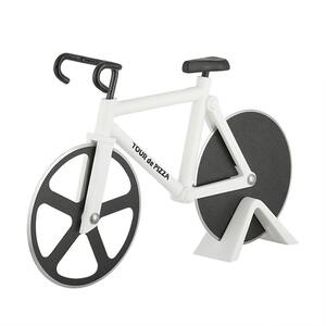 White Creative Stainless Steel Bicycle Pizza Cutter, Pizza Cutter Wheels for Funny White Elephant Gifts