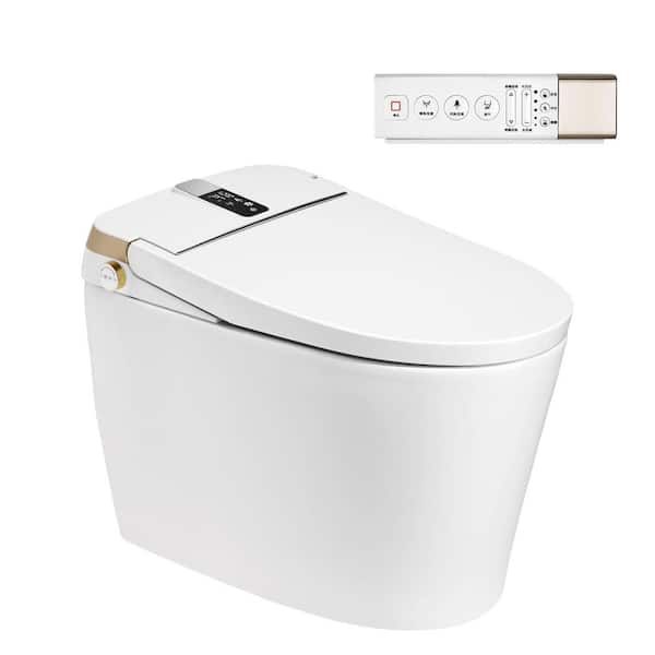 RAINLEX Elongated Bidet Toilet 0.8 GPF in White with Adjustable Sprayer Settings, Deodorizing, Soft Close