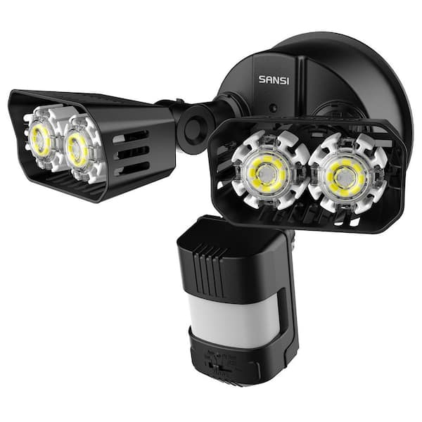 SANSI 18-Watt 1800 Lumens 180° Black Motion Sensor Outdoor Integrated LED 5000K Waterproof Dusk to Dawn Flood Light