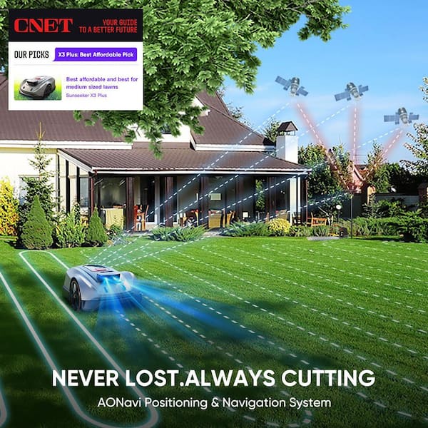 X3 Plus Wireless 8 in. Robot Lawn Mower 0.3 Acre/13,000 sq. ft. Smart APP Control, AI and RTK Navigation, 6 Muti-Zone