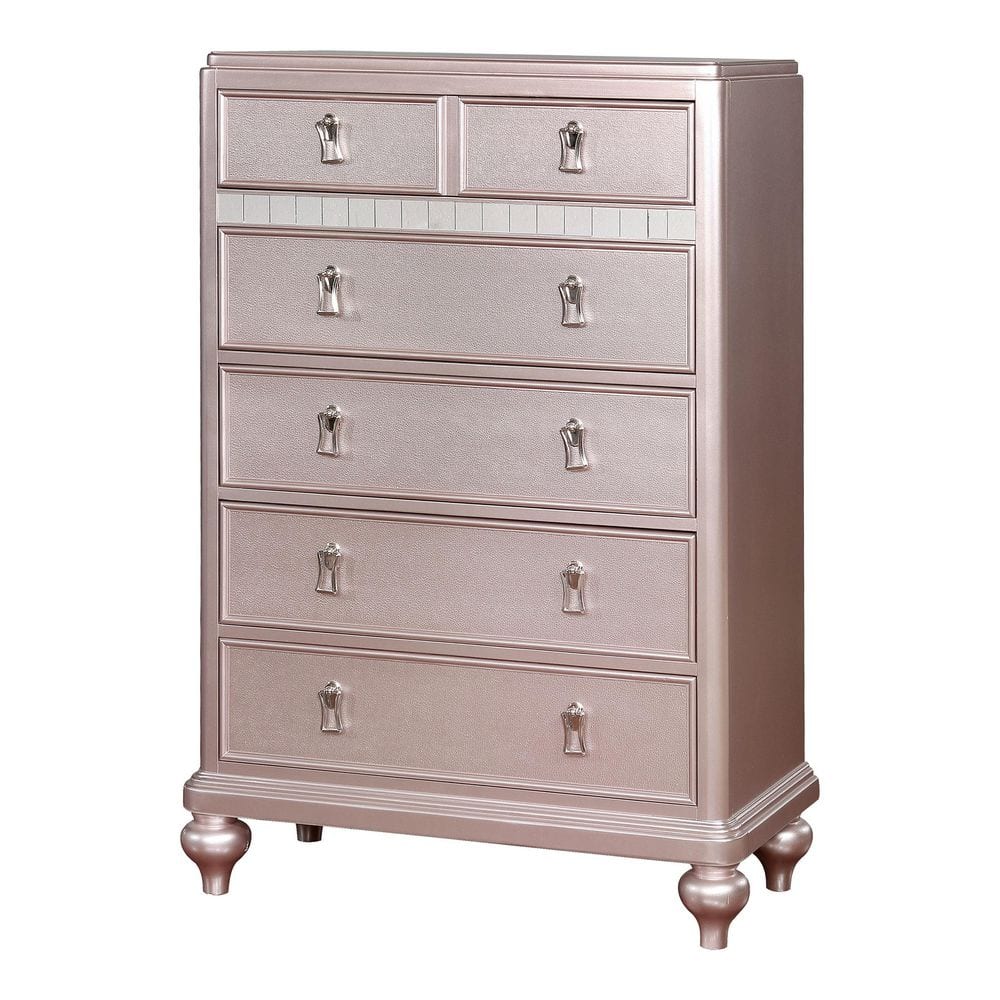 rose gold dresser hardware Furniture of America Kloe 5-Drawer 36 in. Chest of Drawers IDF-7170RG-C Flamingo
