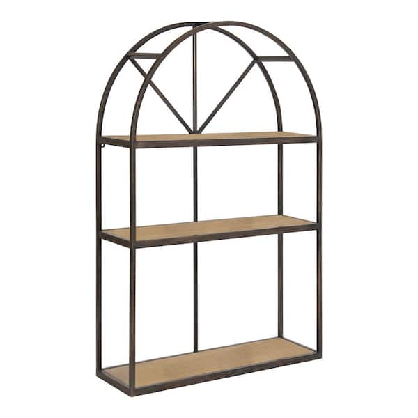 Kate and Laurel Mooreland 20 in. x 30 in. x 6 in. Natural Decorative Wall Shelf
