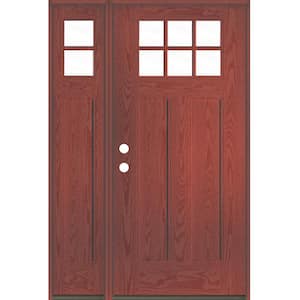 PINNACLE Craftsman 50 in. x 80 in. 6-Lite Right-Hand/Inswing Clear Glass Redwood Stain Fiberglass Prehung Front Door/LSL