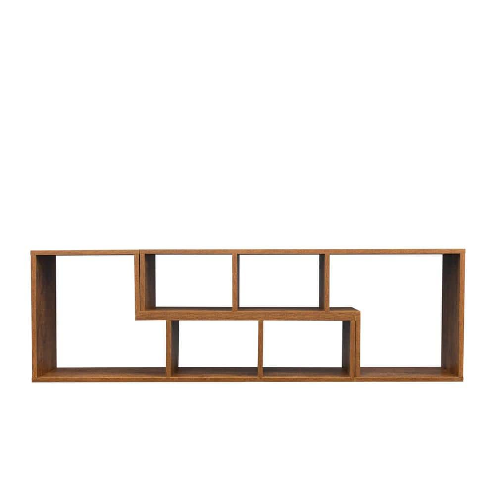 Simplistic 41.34 in. Walnut Double L-Shaped TV Stand Fits TVs Up To 55 in.