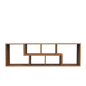 Simplistic 41.34 in. Walnut Double L-Shaped TV Stand Fits TV's Up To 55 in. With Display Shelf