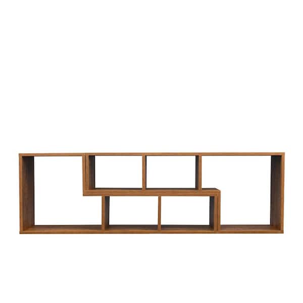 Unbranded Simplistic 41.34 in. Walnut Double L-Shaped TV Stand Fits TV's Up To 55 in. With Display Shelf