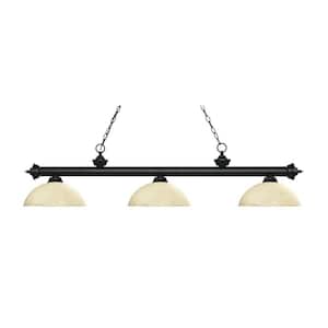 Riviera 3-Light Matte Black With Dome Golden Mottle Shade Billiard Light With No Bulbs Included