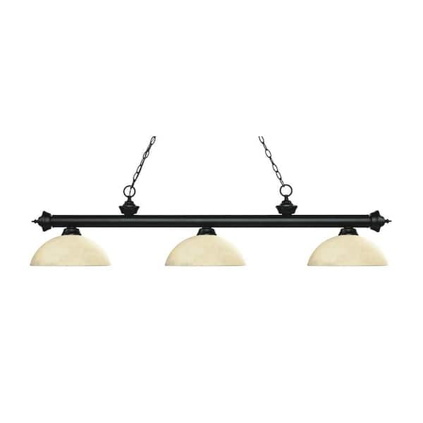 Unbranded Riviera 3-Light Matte Black With Dome Golden Mottle Shade Billiard Light With No Bulbs Included