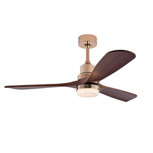 OUKANING 48 in. Integrated LED Indoor Reversible 6 Speeds Smart Timing Dark Brown Ceiling Fan with Light and Remote