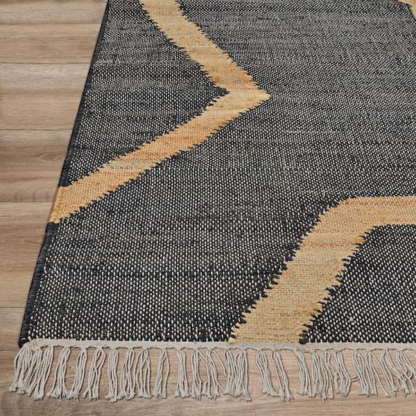 Cosmoros Hamar Black 8 ft. x 10 ft. Abstract Bohemian Global Indoor Area Rug