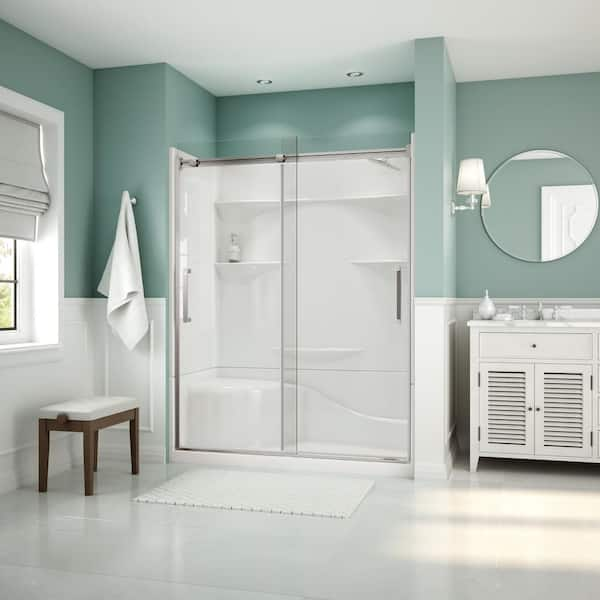 Aquatic Artesia 56 in. - 59 in. x 74 in. Frameless Sliding Shower Door in Chrome