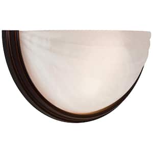 Crest 2 Light Oil-Rubbed Bronze Sconce with Alabaster Glass Shade