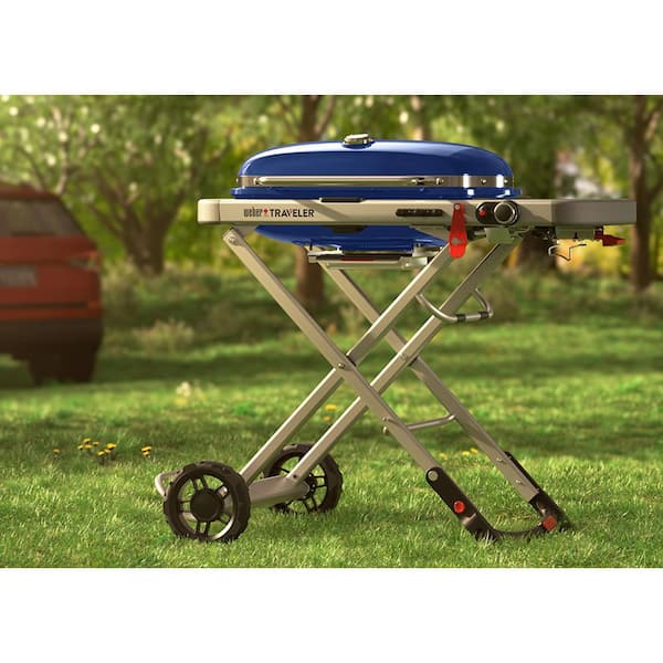 Traveler Portable Propane Gas Grill in Deep Ocean Blue