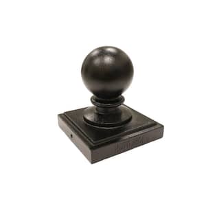6 in. x 6 in. Black Aluminum Ornamental Ball Post Cap