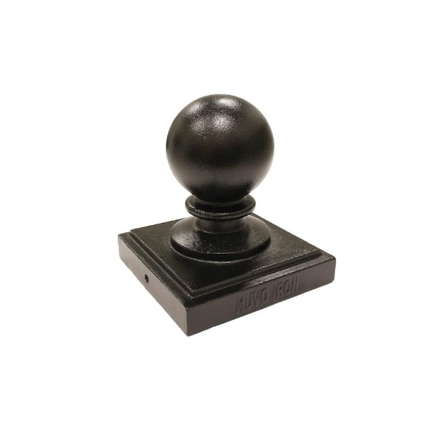 NUVO IRON 6 in. x 6 in. Black Aluminum Ornamental Ball Post Cap