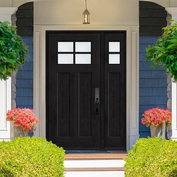 Regency 51 in. x 80 in. LHIS 4L-1/4Toplite Clear Glass Onyx Stain Fir Grain Fiberglass Prehung Front Door with 12in. SL