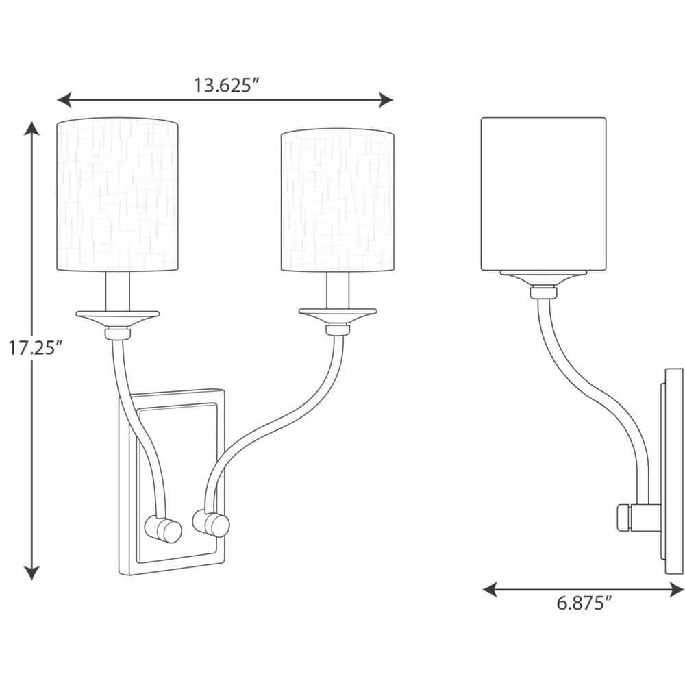 Satin Brass Dual Arm Linen Shade Wall Sconce