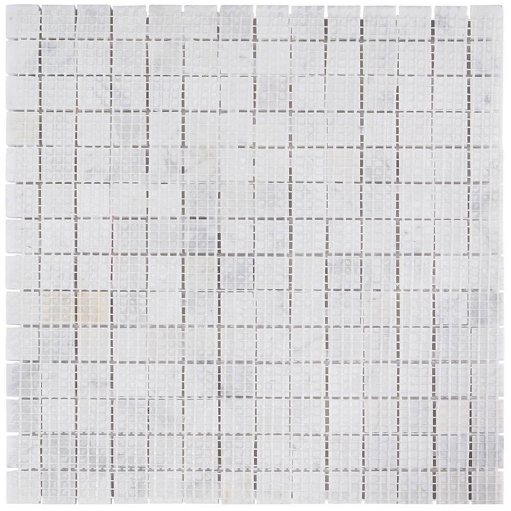 White Carrara Marble 1x1 Square Mosaic Wall Tile