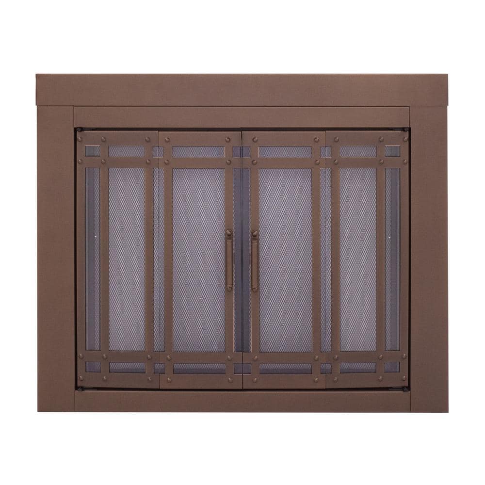 Pleasant Hearth Aerin Small Burnished Bronze Glass Fireplace Doors