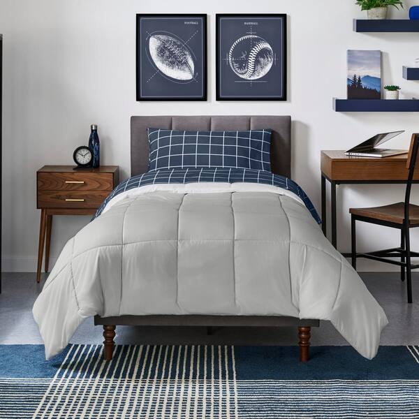 Boho Living Picadilly Blue and Gray Twin 4-Piece Microfiber Reversible  Comforter Set YMZ014855 - The Home Depot